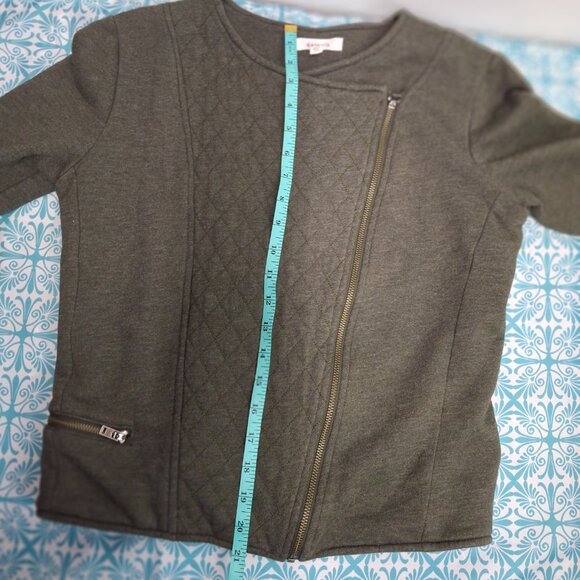 Athleta Belvadere Moto Jacket Green Quilted Softshell Zip Front Size M - Picture 6 of 11